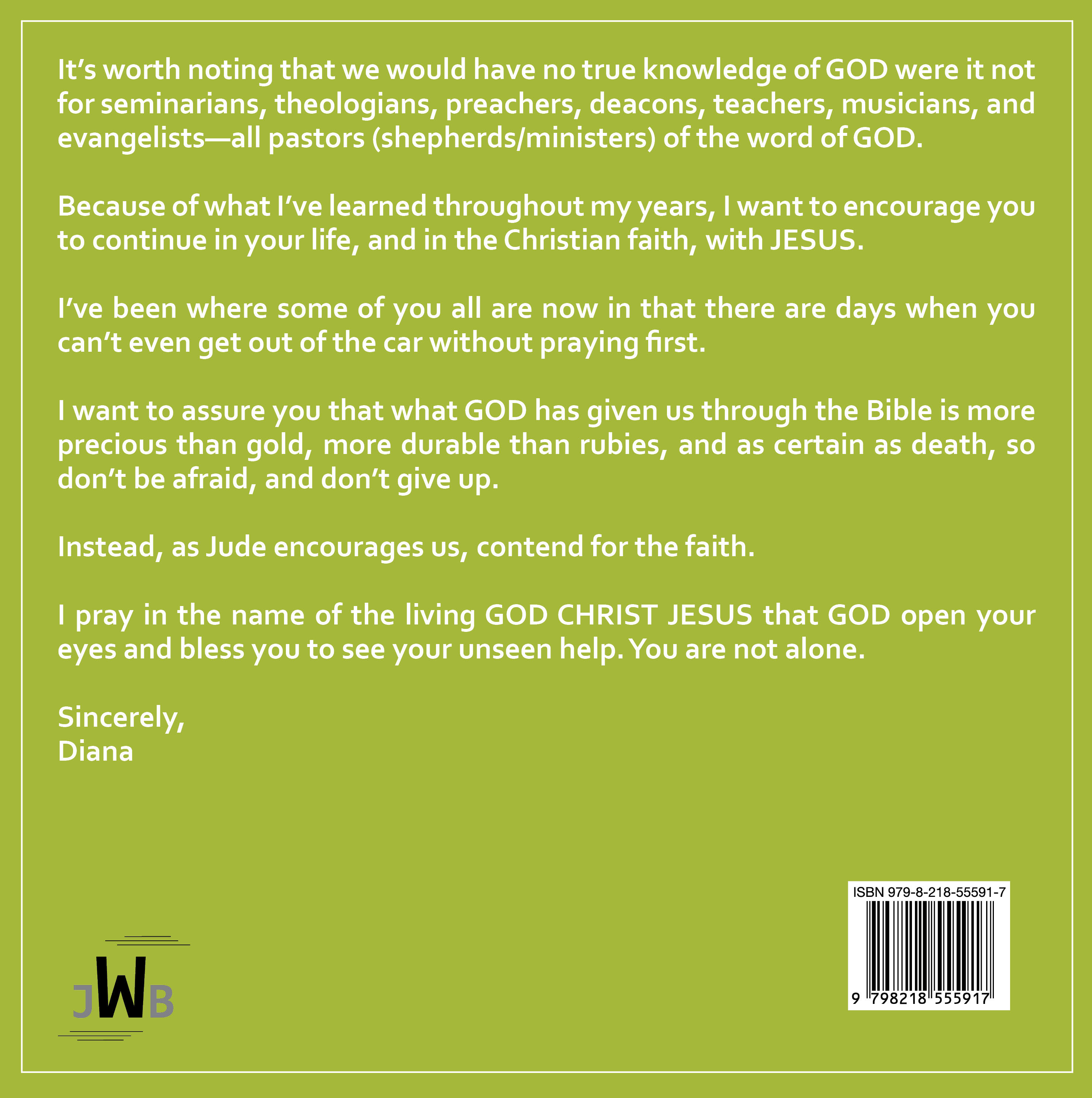 Picture of the back cover of Encouragememnt from Scripture.